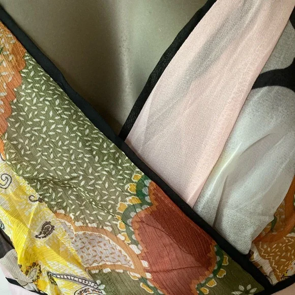 Coco+Carmen EUC chiffon multi fabric dress with contrast embroidered trim. - Picture 3 of 11